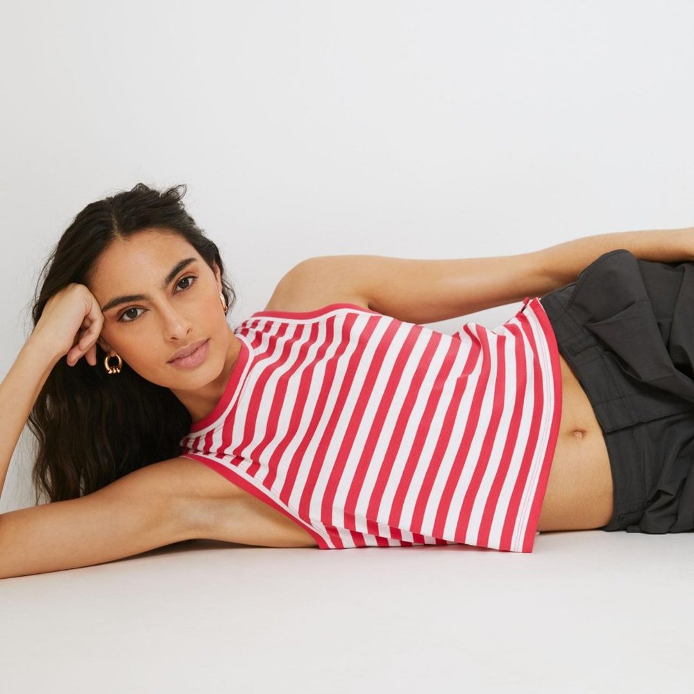 Anthropologie Maeve Cropped Striped Tank